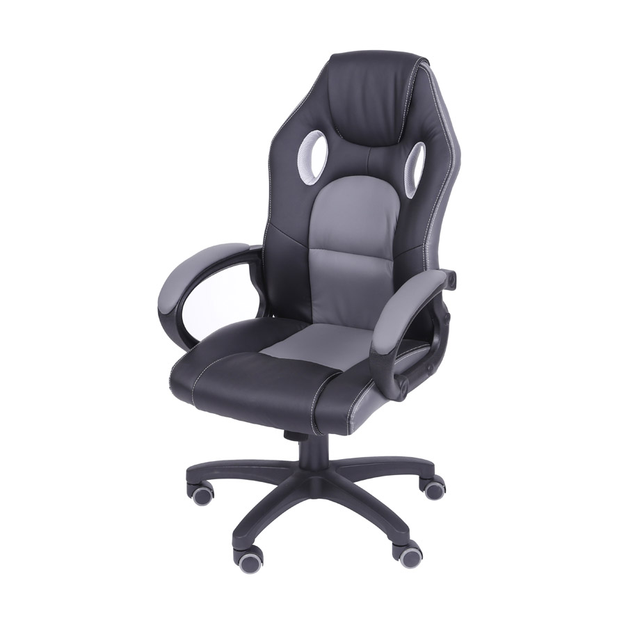 CADEIRA RAPTOR GAMER PRETA E CINZA BASE RODIZIO